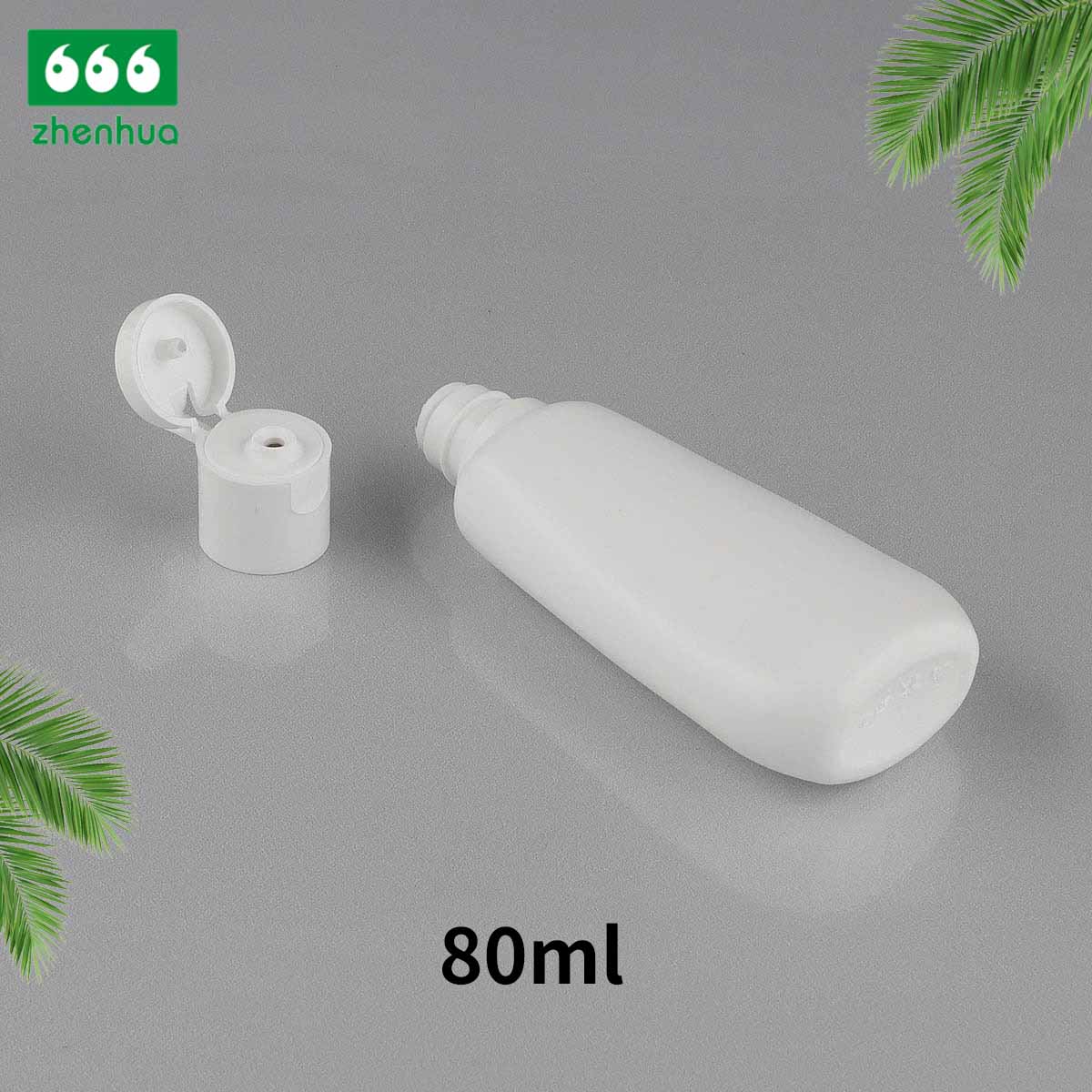 80ml HDPE Plastic Trapezoidal Flat Bottle Portable Cosmetic Bottle with White Fip Top Cap