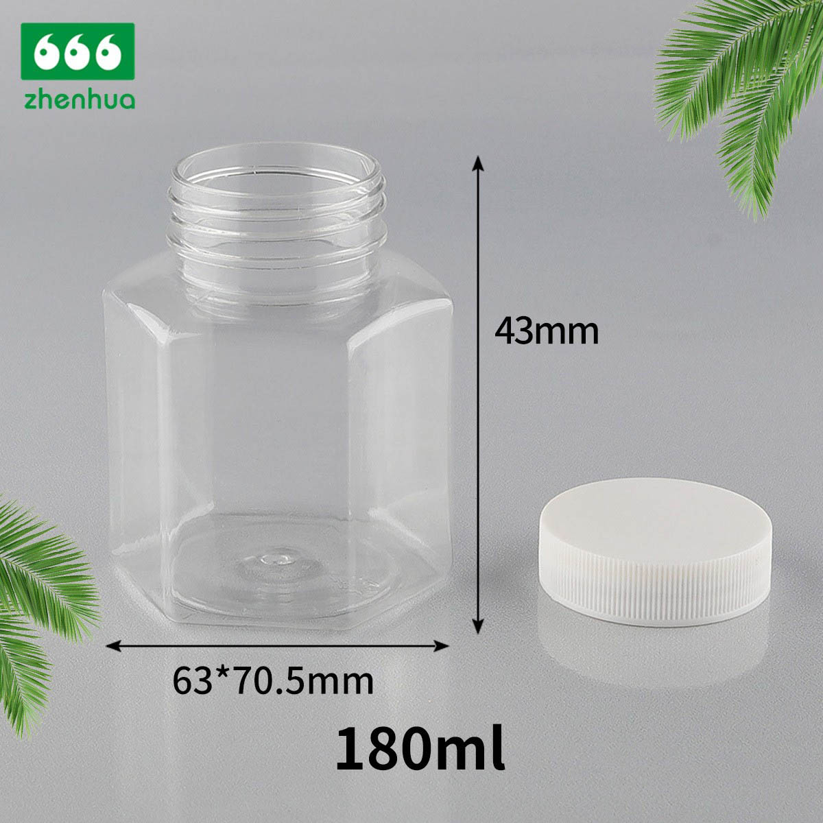 120ml 150ml 180ml 250ml Plastic PET Hexagonal Bottle Vitamin Medicinal Capsule Solid Bottle with Gold/Silver Electrochemical Aluminium Cap