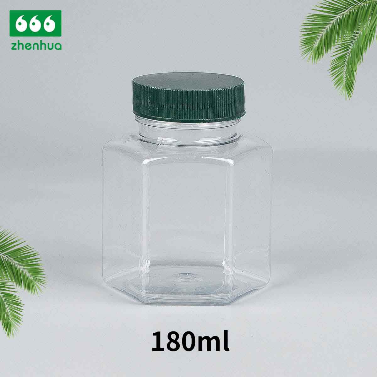 120ml 150ml 180ml 250ml Plastic PET Hexagonal Bottle Vitamin Medicinal Capsule Solid Bottle with Gold/Silver Electrochemical Aluminium Cap