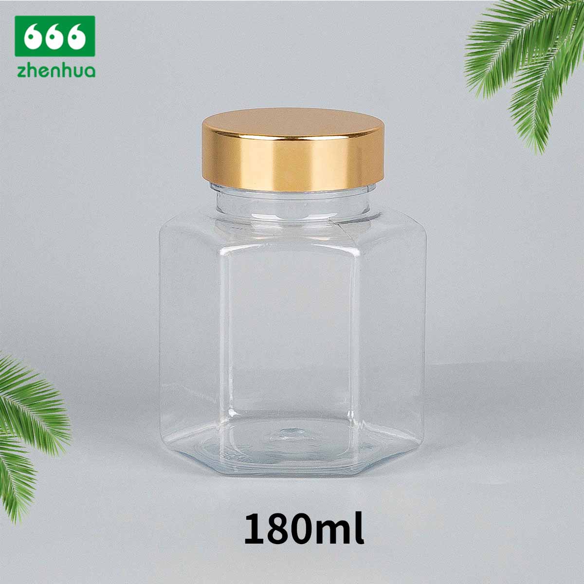 120ml 150ml 180ml 250ml Plastic PET Hexagonal Bottle Vitamin Medicinal Capsule Solid Bottle with Gold/Silver Electrochemical Aluminium Cap