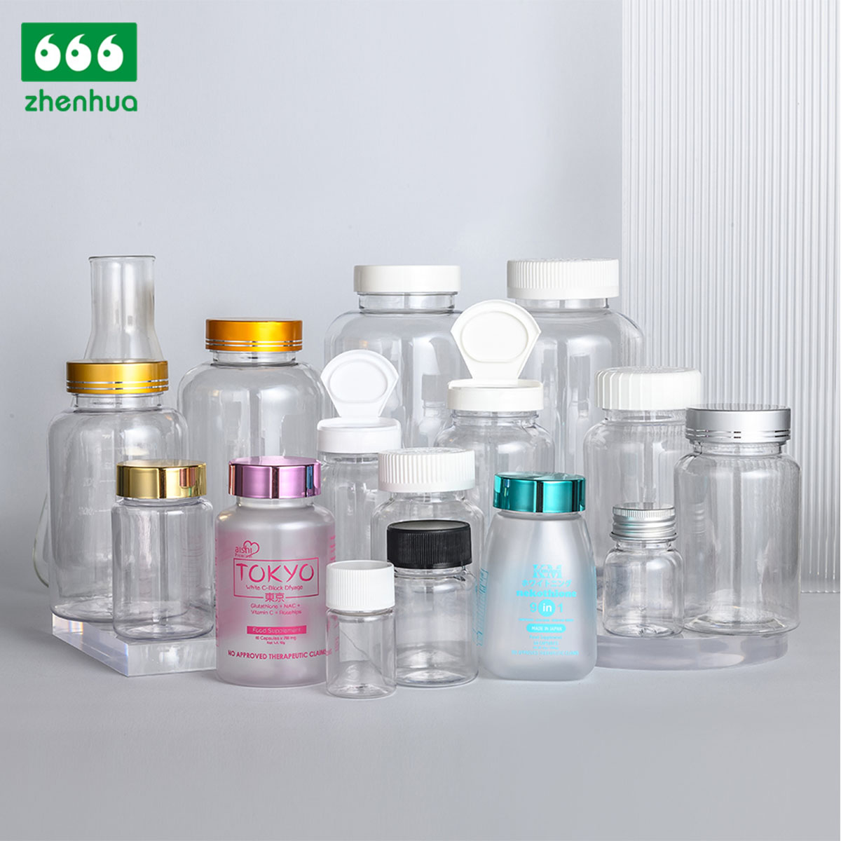 175cc 200cc Eco-friendly Amber PET Solid Capsule Packaging Bottle Chewable Tablet Bottle with White PP Flip Top Cap