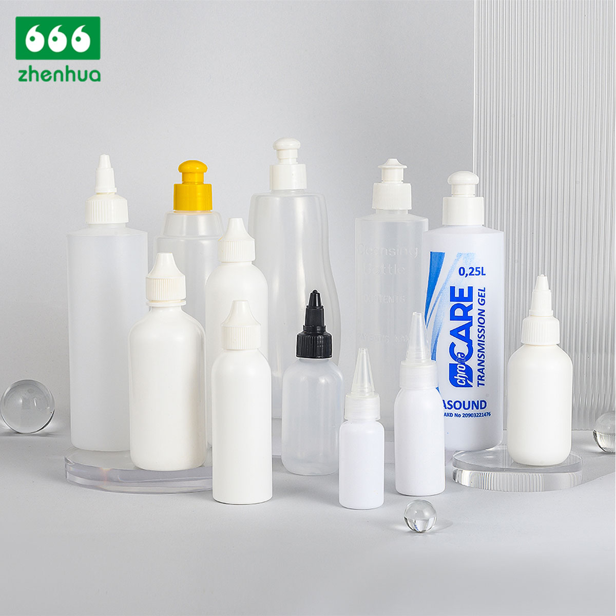 60ml 2oz Natural Plastic LDPE Boston Round Squeezable Bottle with PE Screw Cap
