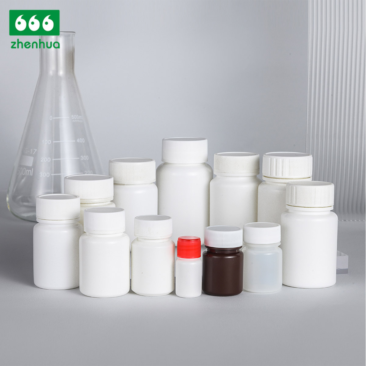 40cc Round White Solid Pill/ Tablet /Powder HDPE Bottle with White Ribbed Smooth cap