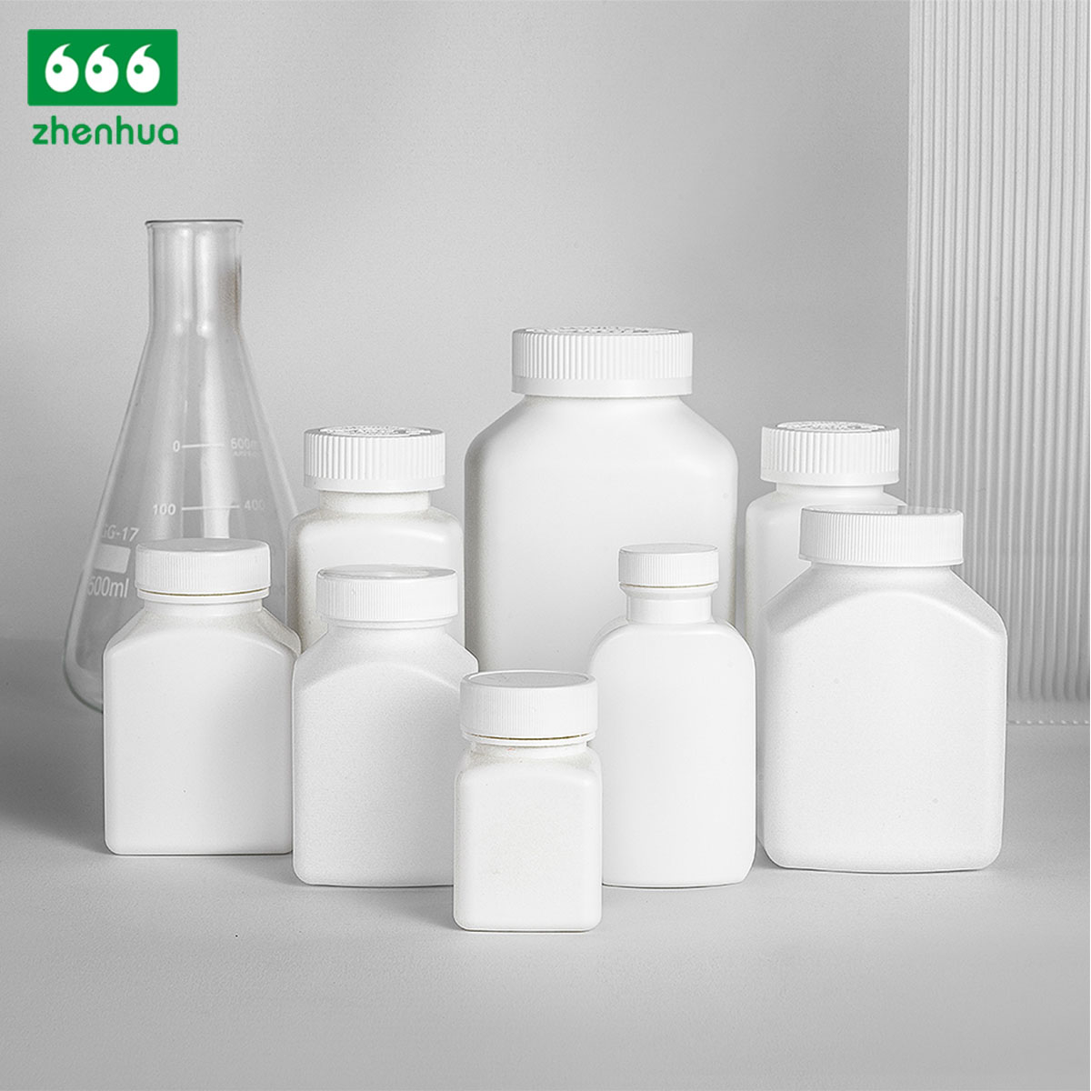 100ml 130ml 220ml 500ml Square HDPE Medicine Container Bottle Capsule Tablet Plastic Bottle with Child Resistant Cap